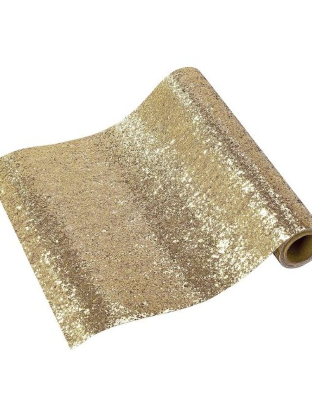NIP Talking Tables Gold GLITTER Table Runner ON FAUX LEATHER 71" X 12" REUSABLE